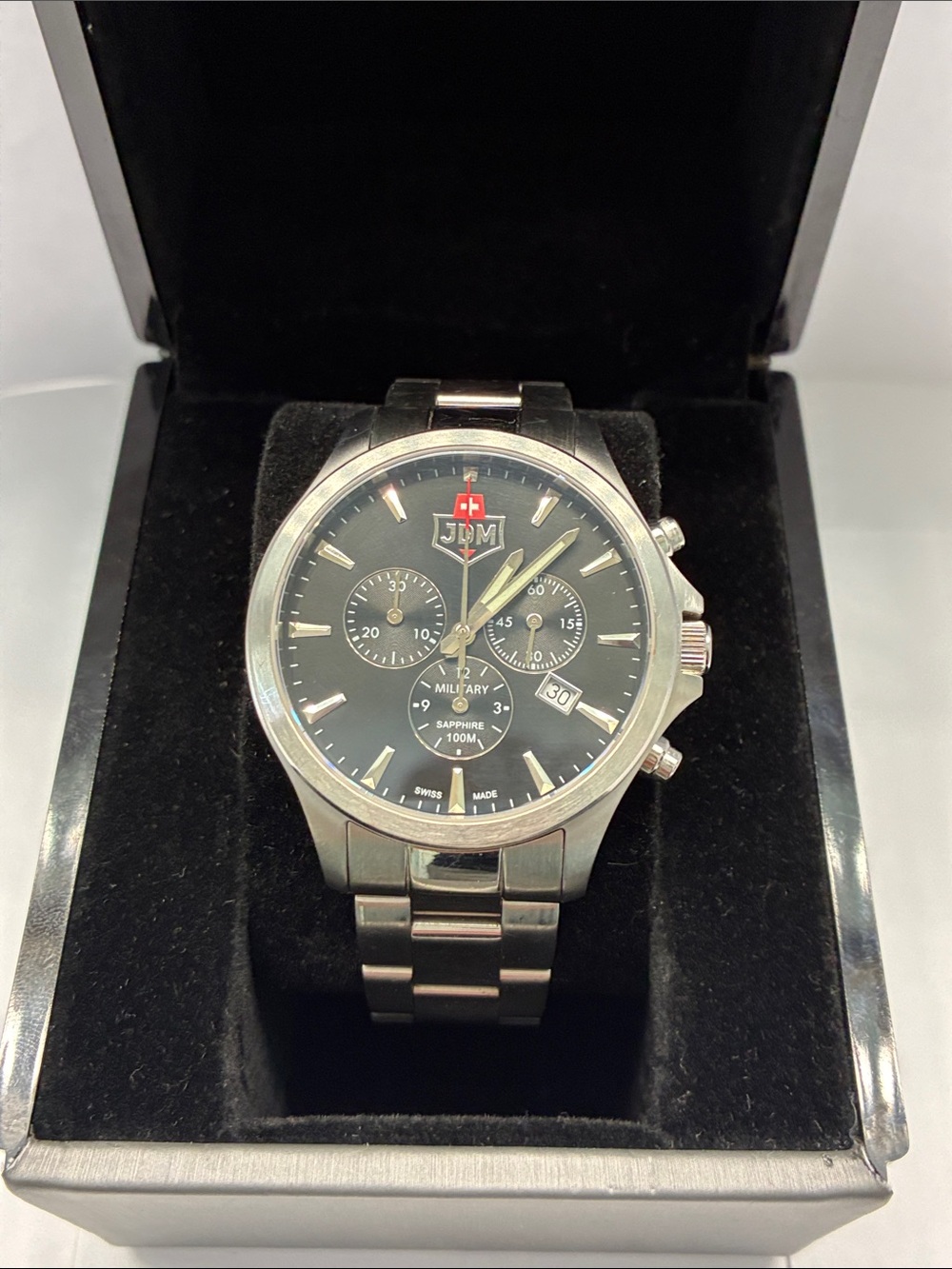 JDM Alpha Chronograph Stainless Steel Military Watch - Swiss Made